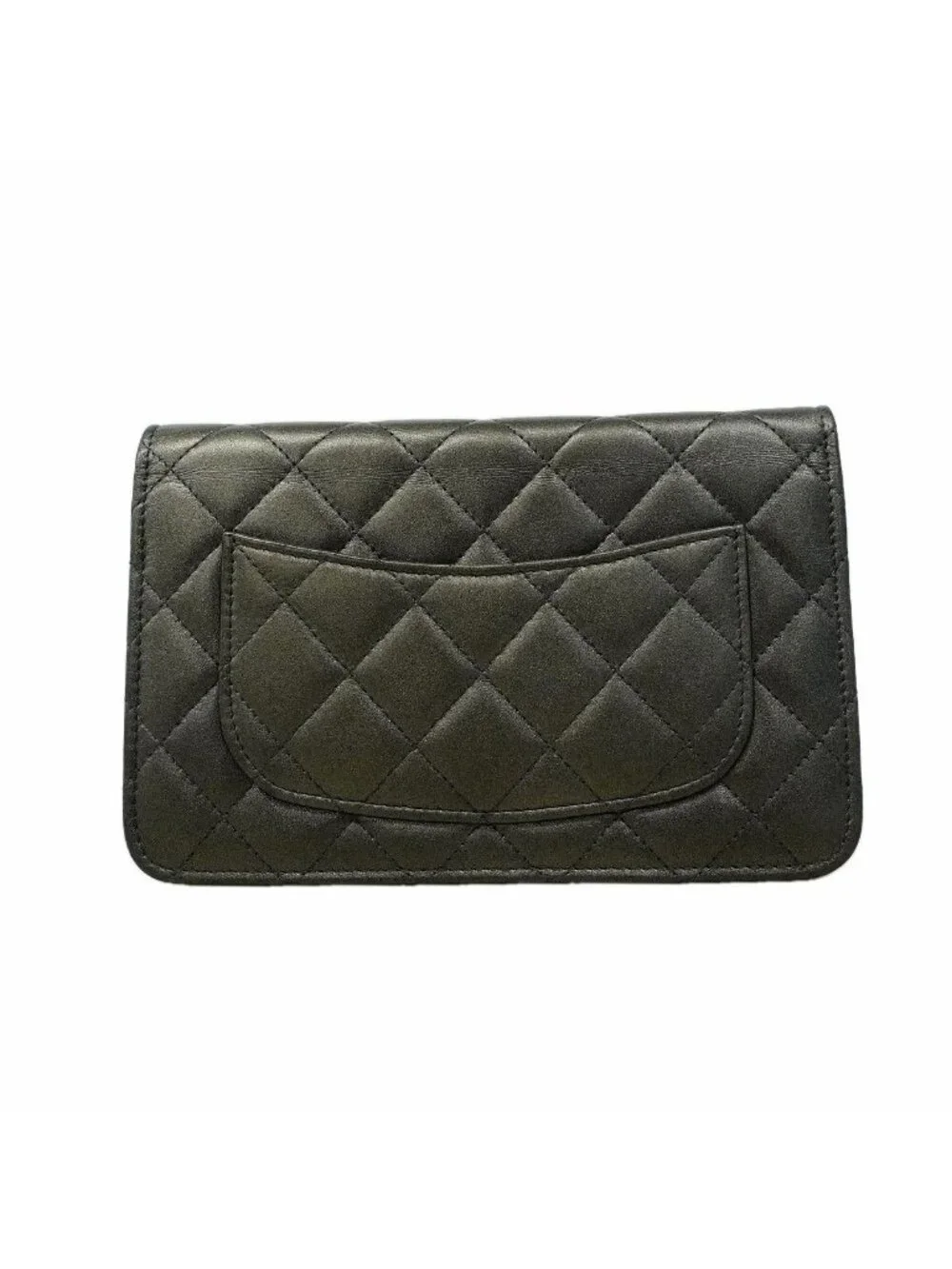 Chanel Wallet on Chain Quilted Lambskin Gray Silver Shoulder Bag